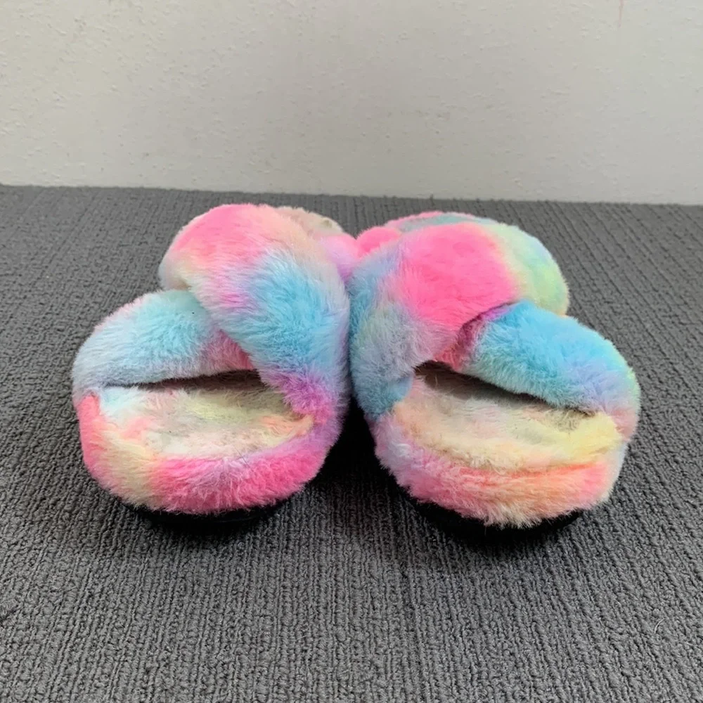 Mix No. 6 Platform Slipper Sandals Womens Size 9 Tie Dye Fuzzy Amatta Slides - Picture 3 of 13